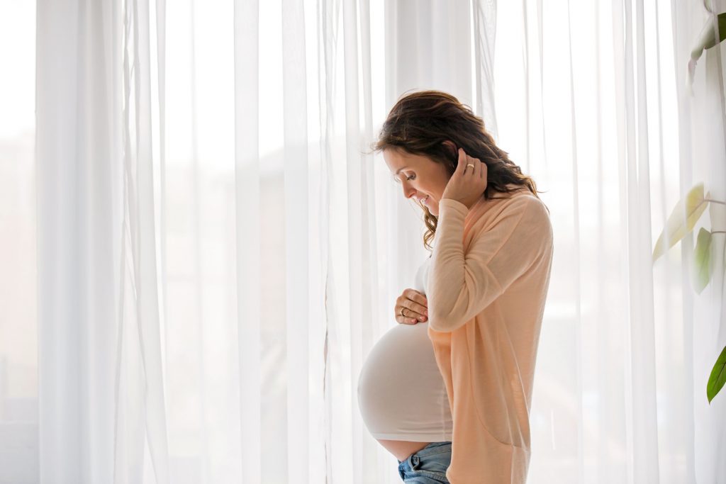 Pregnant Woman Standing Near Window